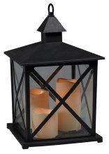 Lanterne firkantet med 3 stk. LED-bloklys